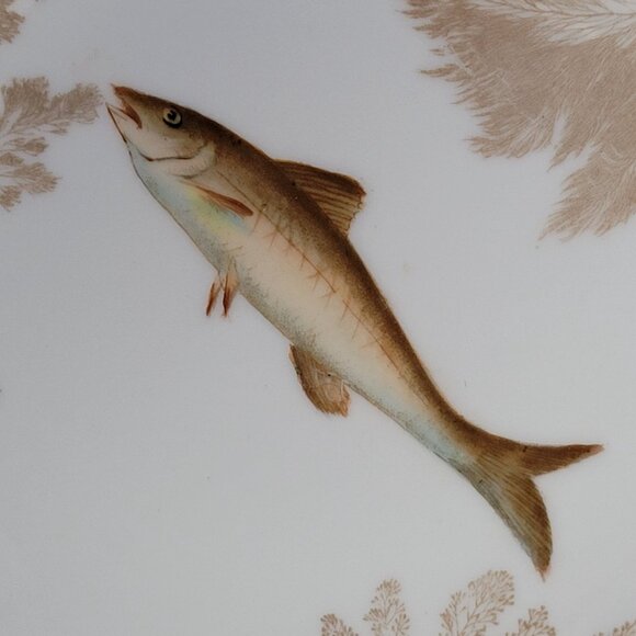 Antique Tressemanes & Vogt Limoges France Hand Painted Fish Plate - Picture 2 of 9